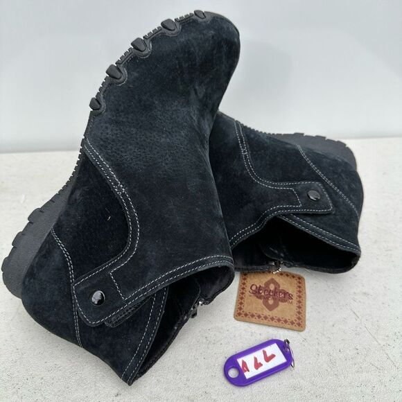 Skechers Bikers Lite Suede Ankle Boots Good Mood Black size 7 new - Picture 1 of 8